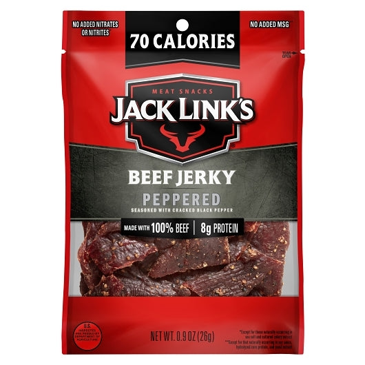 Jack Link's Peppered Beef Jerky, 48 x 0.9 oz Case - Meat Snacks