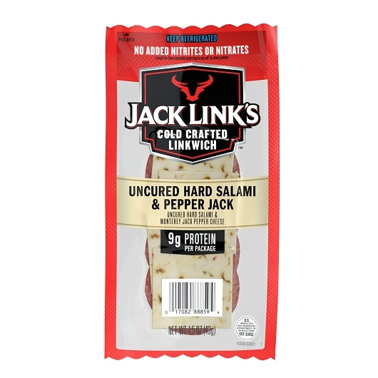 Jack Link's Beef And Pork Hard Salami And Pepper Jack Cheese, 2 x 8 x 1.5 oz Case - Frozen Meat & Seafood