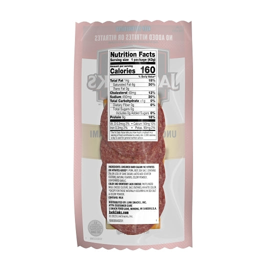 Jack Link's Beef And Pork Hard Salami And Colby Jack Cheese, 2 x 8 x 1.5 oz Case - DOT product image 2