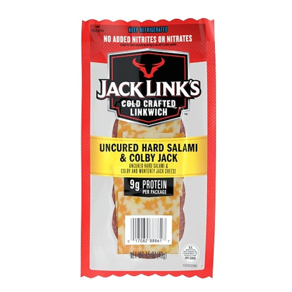 Jack Link's Beef And Pork Hard Salami And Colby Jack Cheese, 2 x 8 x 1.5 oz Case - Frozen Meat & Seafood