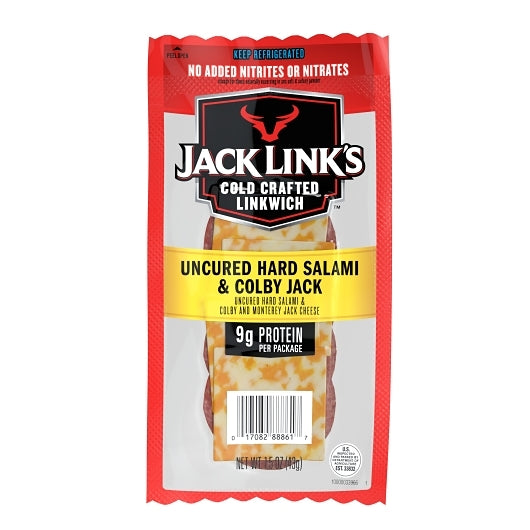 Jack Link's Beef And Pork Hard Salami And Colby Jack Cheese, 2 x 8 x 1.5 oz Case - Frozen Meat & Seafood
