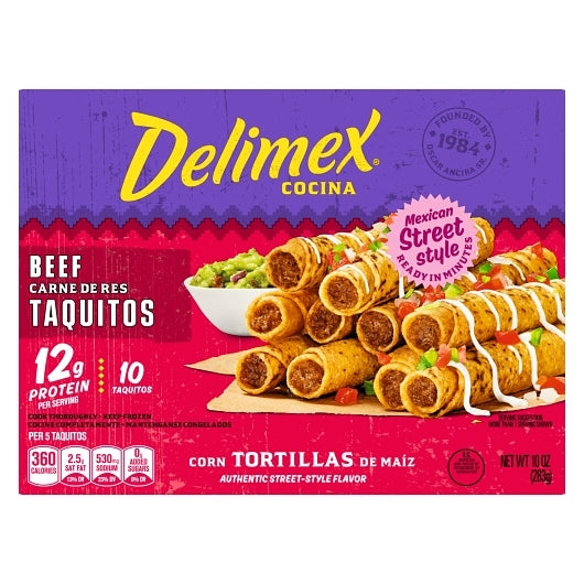 Delimex Beef Corn Taquitos, 8 x 10 oz Case - Frozen Snacks & Appetizers - image 2