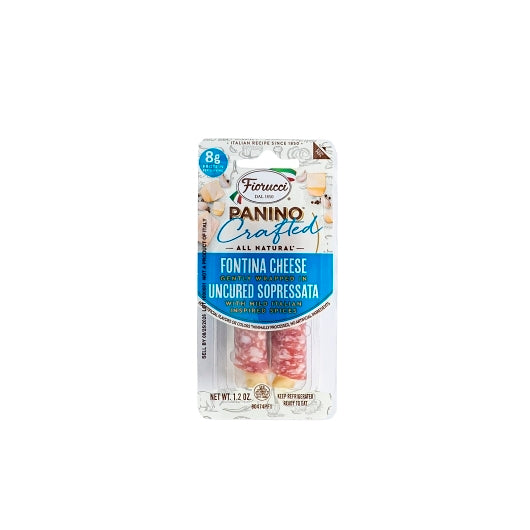 Fiorucci Uncured Sopressata Fontina Cheese Panino, 16 x 1.2 oz Case - Meat Snacks