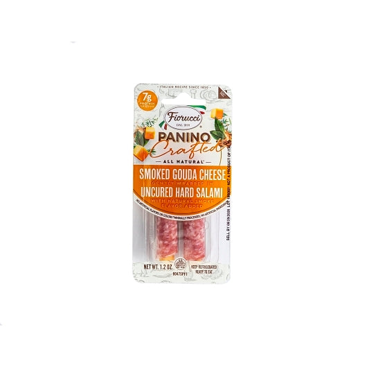 Fiorucci Uncured Hard Salami & Smoked Gouda Cheese Panino, 16 x 1.2 oz Case - Meat Snacks