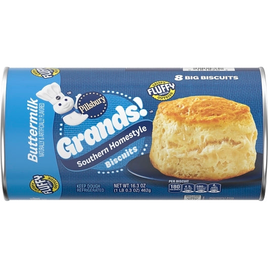 Grands Homestyle Buttermilk Grands Unbaked Homestyle Buttermilk Biscuits, 12 x 16.3 oz Case - Bakery & Desserts