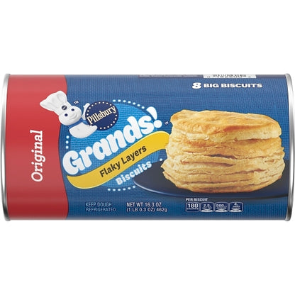 Pillsbury Grands Unbaked Original Flaky Layer Biscuit, 12 x 16.3 oz Case - Bakery & Desserts