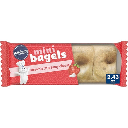 Pillsbury Strawberry Creamy Cheese Mini Bagels, 72 x 2.43 oz Case - Breads, Rolls & Buns