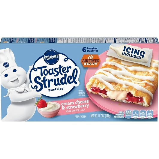 Pillsbury Toaster Strudel Pastries Cream Cheese Strawberry, 12 x 11.7 oz Case - Bakery & Desserts