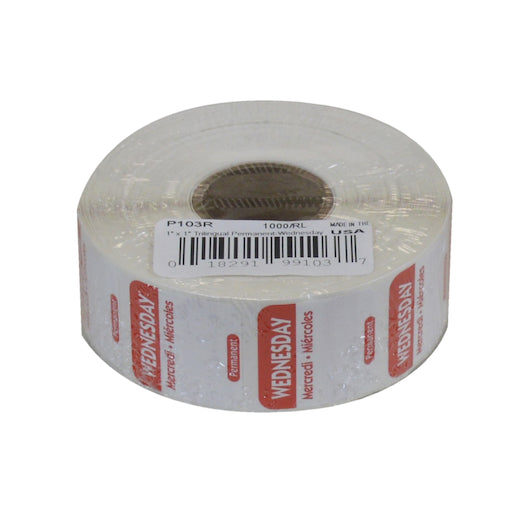 NCCO National Checking 1 Inch X 1 Inch Trilingual Red Wednesday Permanent Label, 1 x 1000 each Case - DOT product image 3
