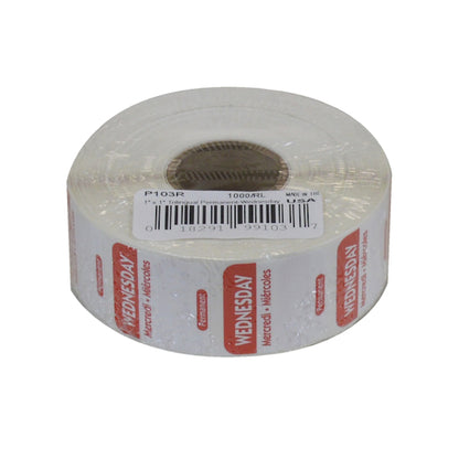 NCCO National Checking 1 Inch X 1 Inch Trilingual Red Wednesday Permanent Label, 1 x 1000 each Case - DOT product image 3
