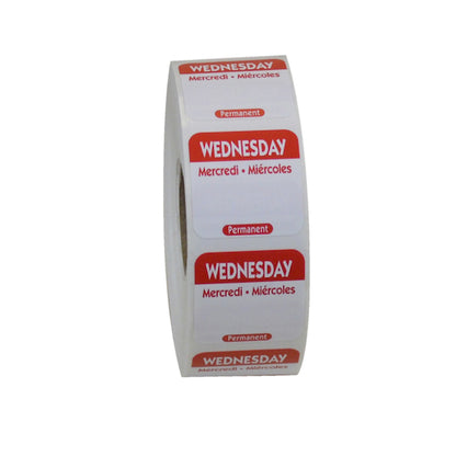 NCCO National Checking 1 Inch X 1 Inch Trilingual Red Wednesday Permanent Label, 1 x 1000 each Case - Guest Checks &