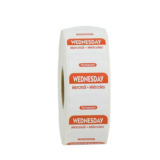 NCCO National Checking 1 Inch X 1 Inch Trilingual Red Wednesday Permanent Label, 1 x 1000 each Case - DOT product image 6