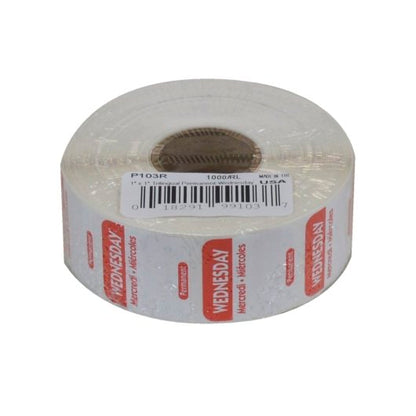 NCCO National Checking 1 Inch X 1 Inch Trilingual Red Wednesday Permanent Label, 1 x 1000 each Case - DOT product image 4