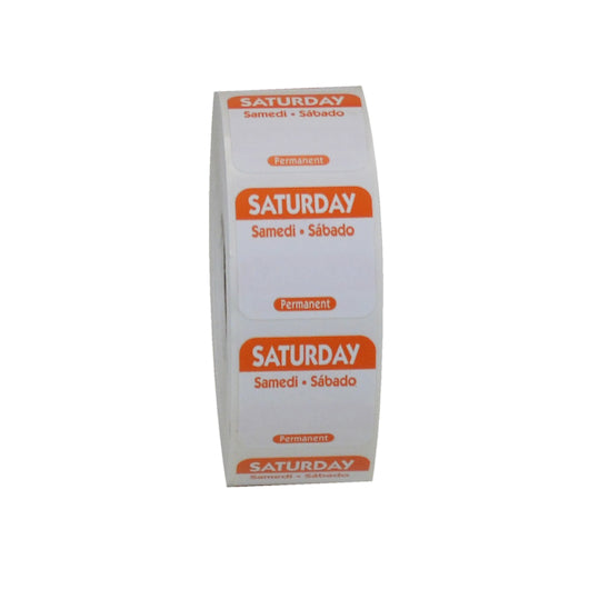 NCCO National Checking 1 Inch X 1 Inch Trilingual Orange Saturday Permanent Label, 1 x 1000 each Case - Guest Checks &