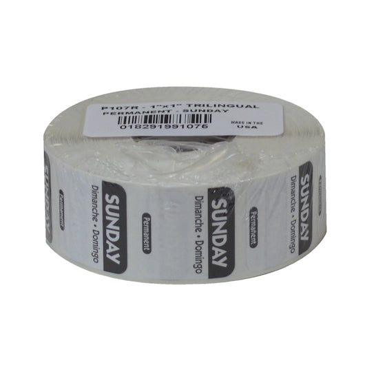 NCCO National Checking 1 Inch X 1 Inch Trilingual Black Sunday Permanent Label, 1 x 1000 each Case - DOT product image 3