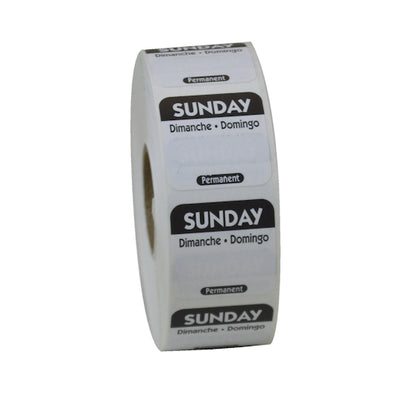 NCCO National Checking 1 Inch X 1 Inch Trilingual Black Sunday Permanent Label, 1 x 1000 each Case - Guest Checks &