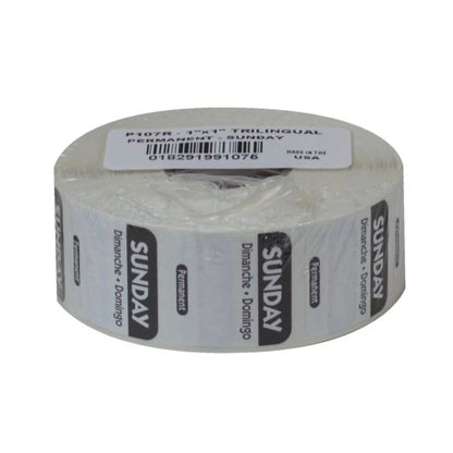 NCCO National Checking 1 Inch X 1 Inch Trilingual Black Sunday Permanent Label, 1 x 1000 each Case - DOT product image 4