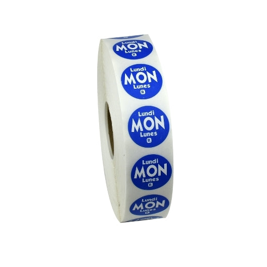 NCCO National Checking .75 Inch Circle Trilingual Removable Blue Monday Label, 1 x 2000 each Case - Guest Checks &