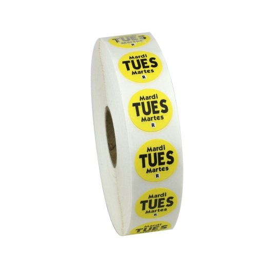 NCCO National Checking .75 Inch Circle Trilingual Removable Yellow Tuesday Label, 1 x 2000 each Case - DOT product image 3