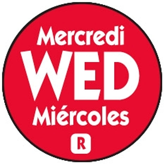 NCCO National Checking .75 Inch Circle Trilingual Removable Red Wednesday Label, 1 x 2000 each Case - DOT product image 2