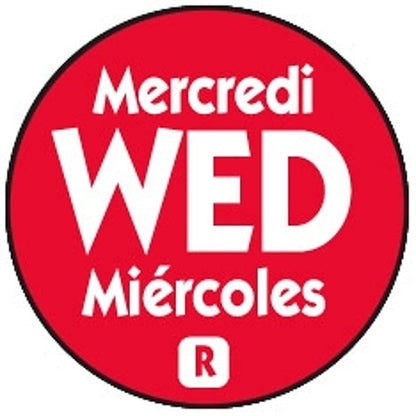 NCCO National Checking .75 Inch Circle Trilingual Removable Red Wednesday Label, 1 x 2000 each Case - DOT product image 2