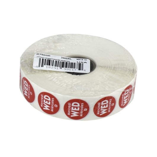 NCCO National Checking .75 Inch Circle Trilingual Removable Red Wednesday Label, 1 x 2000 each Case - DOT product image 6
