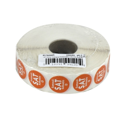 NCCO National Checking .75 Inch Circle Trilingual Removable Orange Saturday Label, 1 x 2000 each Case - DOT product image 2