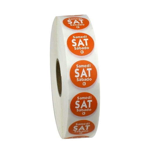 NCCO National Checking .75 Inch Circle Trilingual Removable Orange Saturday Label, 1 x 2000 each Case - Guest Checks &
