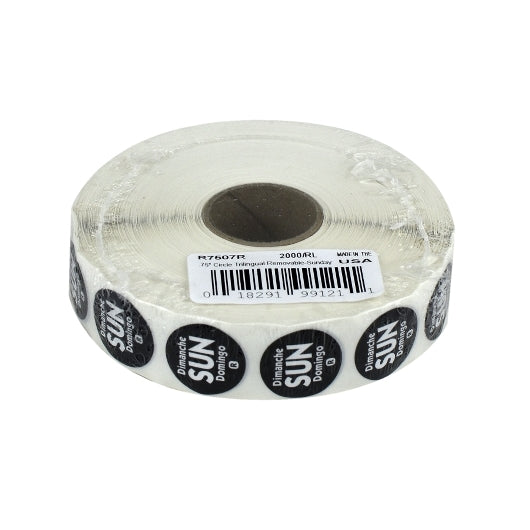NCCO National Checking .75 Inch Circle Trilingual Removable Black Sunday Label, 1 x 2000 each Case - DOT product image 2