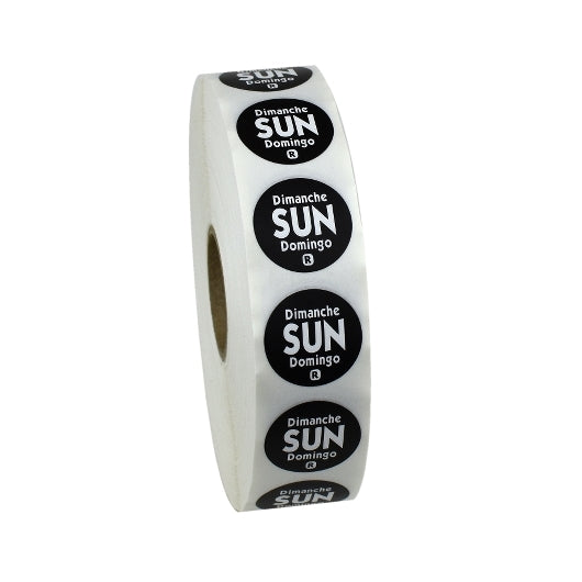 NCCO National Checking .75 Inch Circle Trilingual Removable Black Sunday Label, 1 x 2000 each Case - Guest Checks &
