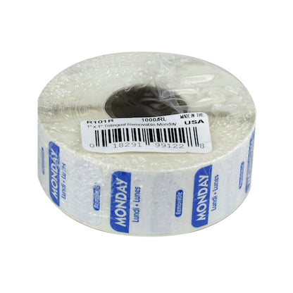 NCCO National Checking 1 Inch X 1 Inch Trilingual Blue Monday Removable Label, 1 x 1000 each Case - DOT product image 3