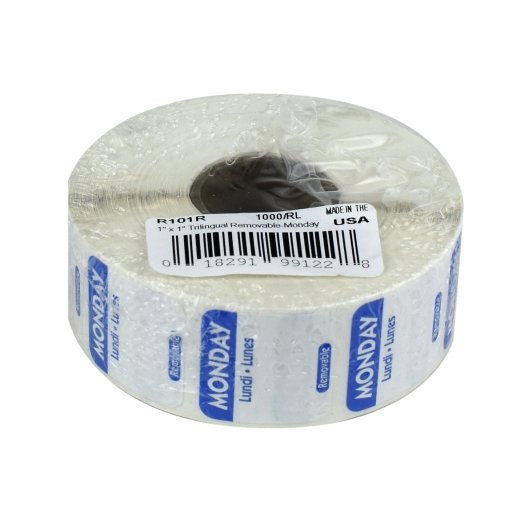 NCCO National Checking 1 Inch X 1 Inch Trilingual Blue Monday Removable Label, 1 x 1000 each Case - DOT product image 4