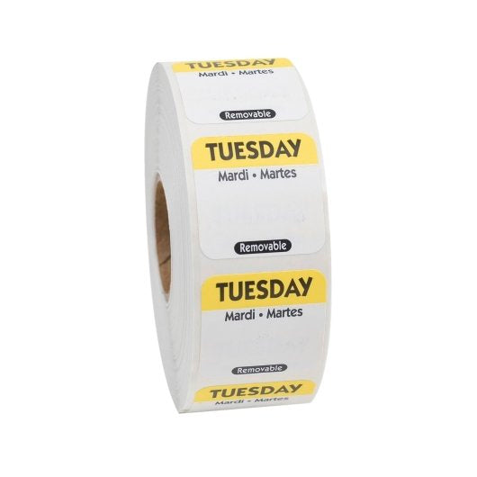 NCCO National Checking 1 Inch X 1 Inch Trilingual Yellow Tuesday Removable Label, 1 x 1000 each Case - DOT product image 3