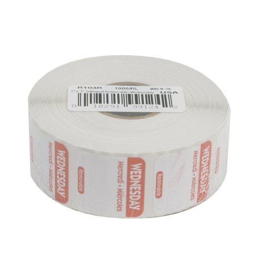 NCCO National Checking 1 Inch X 1 Inch Trilingual Red Wednesday Removable Label, 1 x 1000 each Case - Food Labels & Day