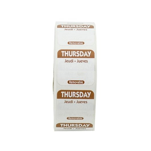 NCCO National Checking 1 Inch X 1 Inch Trilingual Brown Thursday Removable Label, 1 x 1000 each Case - DOT product image 2