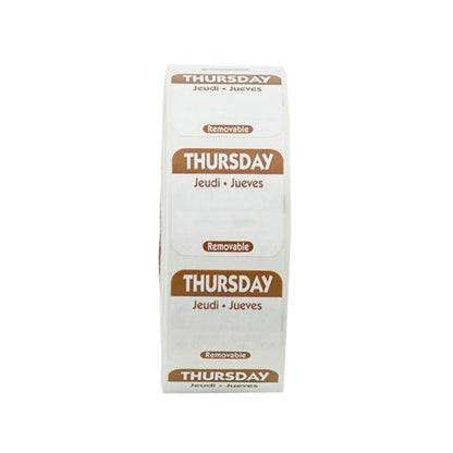 NCCO National Checking 1 Inch X 1 Inch Trilingual Brown Thursday Removable Label, 1 x 1000 each Case - DOT product image 2