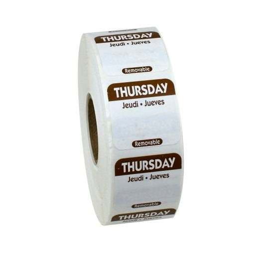 NCCO National Checking 1 Inch X 1 Inch Trilingual Brown Thursday Removable Label, 1 x 1000 each Case - DOT product image 3