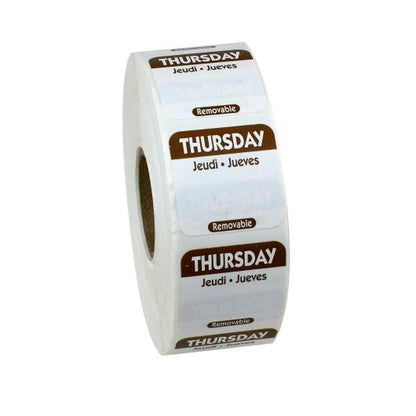 NCCO National Checking 1 Inch X 1 Inch Trilingual Brown Thursday Removable Label, 1 x 1000 each Case - DOT product image 3