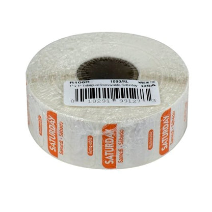 NCCO National Checking 1 Inch X 1 Inch Trilingual Orange Saturday Removable Label, 1 x 1000 each Case - Food Labels &