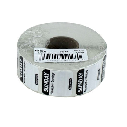 NCCO National Checking 1 Inch X 1 Inch Trilingual Black Sunday Removable Label, 1 x 1000 each Case - Food Labels & Day
