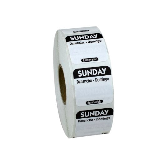 NCCO National Checking 1 Inch X 1 Inch Trilingual Black Sunday Removable Label, 1 x 1000 each Case - DOT product image 3