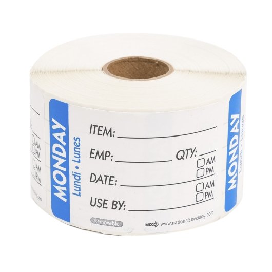 NCCO National Checking 2X3 Trilingual Item-Date-Use By Removable Monday Blue, 1 x 500 each Case - DOT product image 3