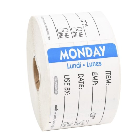 NCCO National Checking 2X3 Trilingual Item-Date-Use By Removable Monday Blue, 1 x 500 each Case - DOT product image 4