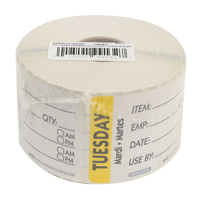 NCCO National Checking 2X3 Trilingual Item-Date-Use By Removable Tuesday Yellow, 1 x 500 each Case - DOT product image 3