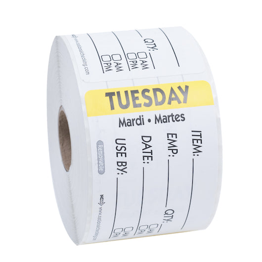 NCCO National Checking 2X3 Trilingual Item-Date-Use By Removable Tuesday Yellow, 1 x 500 each Case - DOT product image 7