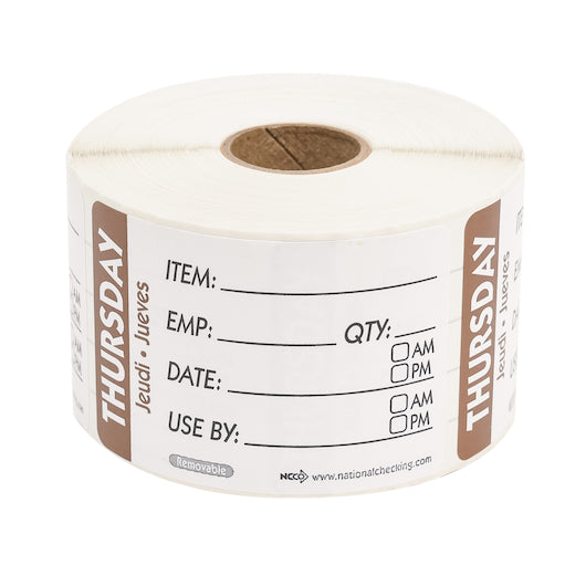 NCCO National Checking 2X3 Trilingual Item-Date-Use By Thursday Brown, 1 x 500 each Case - Guest Checks & Register Rolls