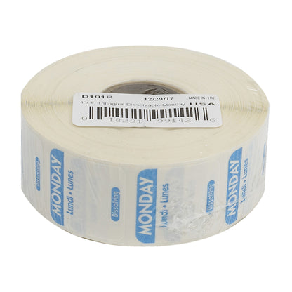 NCCO National Checking 1 Inch X 1 Inch Trilingual Blue Monday Dissolvable Label, 1 x 1000 each Case - DOT product image 3