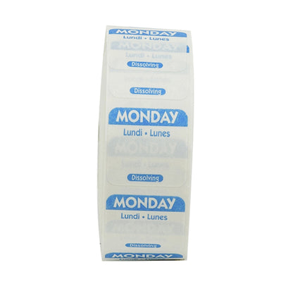 NCCO National Checking 1 Inch X 1 Inch Trilingual Blue Monday Dissolvable Label, 1 x 1000 each Case - DOT product image 6