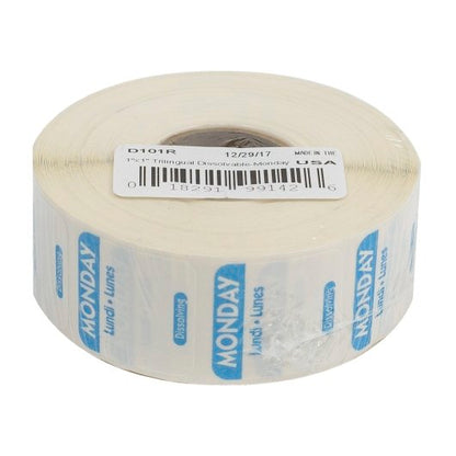 NCCO National Checking 1 Inch X 1 Inch Trilingual Blue Monday Dissolvable Label, 1 x 1000 each Case - DOT product image 4