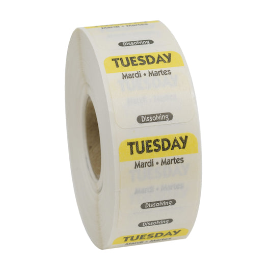 NCCO National Checking 1 Inch X 1 Inch Trilingual Yellow Tuesday Dissolvable Label, 1 x 1000 each Case - DOT product image 3